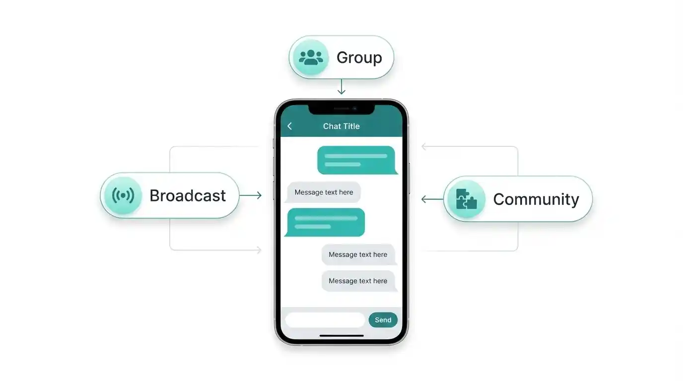 Broadcast vs Group vs Community overview